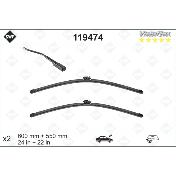 Слика на перо на брисач SWF ORIGINAL VISIOFLEX SET 119474 за Mercedes E-Class T-Model (S213) E 200 (213.242) - 184 коњи бензин