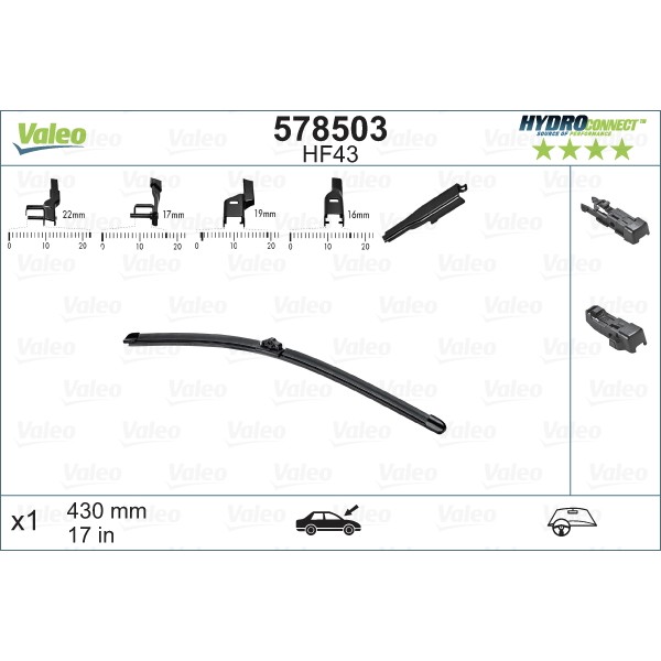 Слика на перо на брисач VALEO HYDROCONNECT 578503 за BMW 6 Coupe F13 640 d - 313 коњи дизел