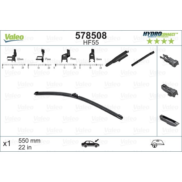 Слика на перо на брисач VALEO HYDROCONNECT 578508 за Fiat Ducato BUS 250 130 Multijet 2,3 D - 131 коњи дизел