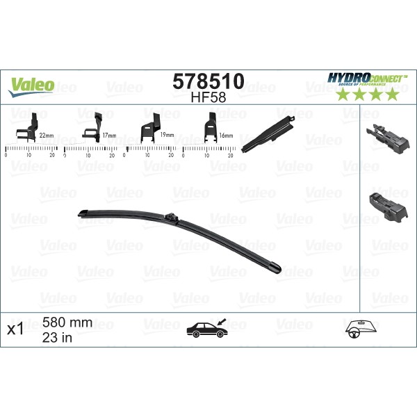 Слика на перо на брисач VALEO HYDROCONNECT 578510 за Jaguar XF Saloon (J05,CC9) 3.0 D - 211 коњи дизел