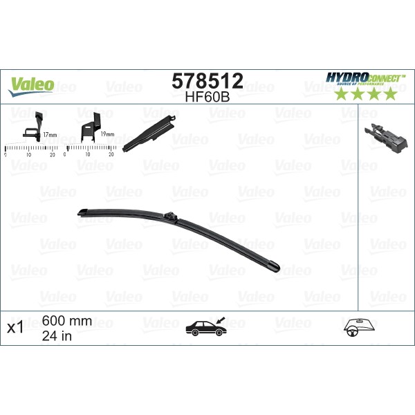 Слика на перо на брисач VALEO HYDROCONNECT 578512 за Ford C-Max 2010 1.0 EcoBoost - 125 коњи бензин