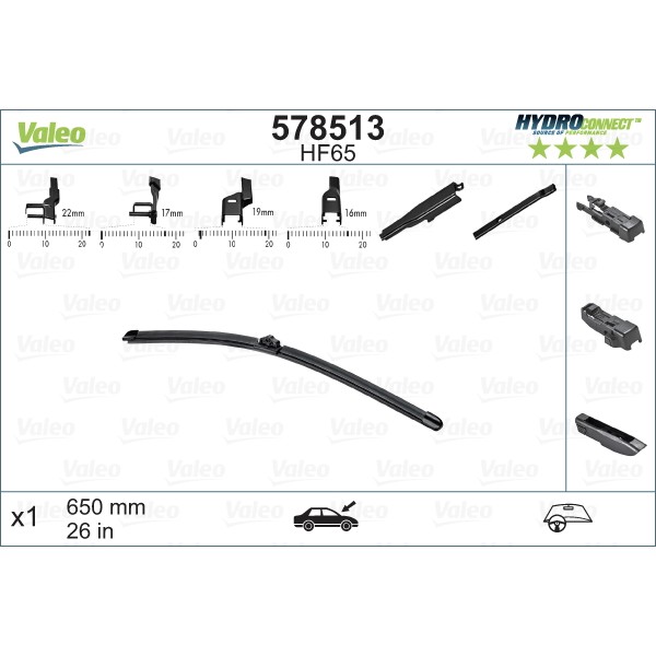 Слика на перо на брисач VALEO HYDROCONNECT 578513 за Citroen C5 RC Hatchback 1.8 16V - 125 коњи бензин