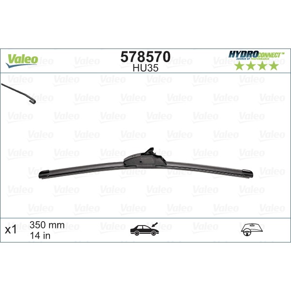 Слика на перо на брисач VALEO HYDROCONNECT 578570 за CHEVROLET MATIZ Hatchback 1.0 LPG - 67 коњи Бензин/Автогаз (LPG)