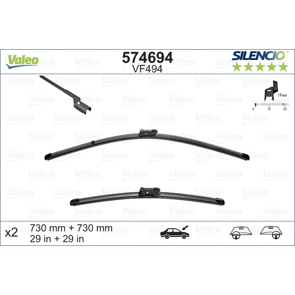 Слика на перо на брисач VALEO SILENCIO FLAT BLADE SET 574694 за Ford Focus 3 Saloon 1.6 TDCi - 115 коњи дизел