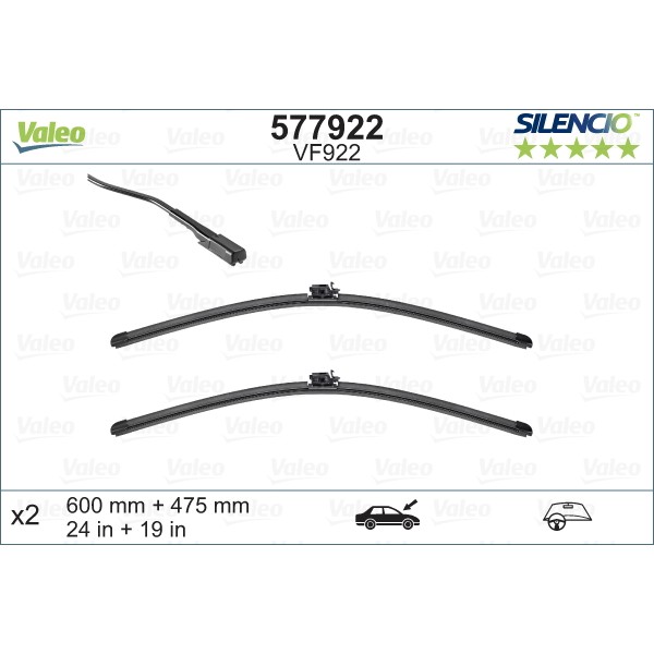 Слика на Перо на брисач VALEO SILENCIO FLAT BLADE SET 577922 за Mercedes A-Class (W177) A 180 d (177.003) - 116 коњи дизел