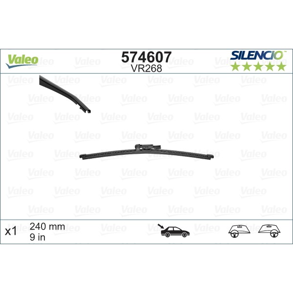 Слика на перо на брисач VALEO SILENCIO REAR 574607 за Mercedes A-Class (w176) A 200 CDI (176.001) - 136 коњи дизел