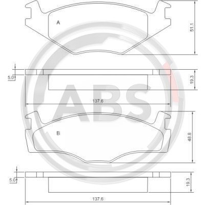 Слика на плочки A.B.S. 36536 за VW Golf 1 Cabriolet (155) 1.6 - 75 коњи бензин