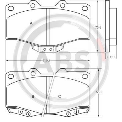 Слика на плочки A.B.S. 36724 за Toyota Land Cruiser 90 (J9) 3.0 TD - 140 коњи дизел