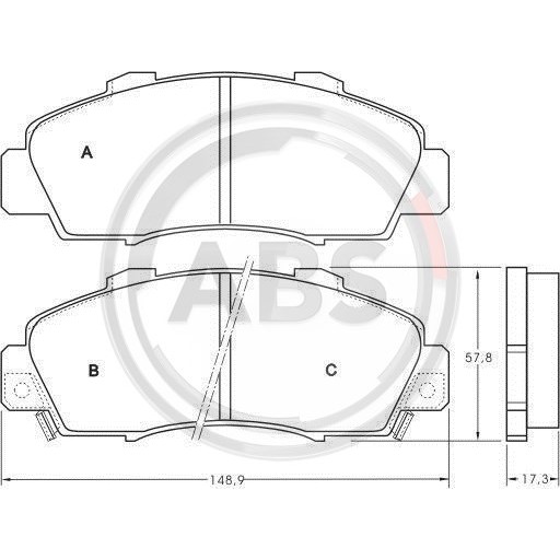 Слика на плочки A.B.S. 36737 за Honda Accord 6 Saloon (CE,CF) 2.2 i VTEC (CE9) - 150 коњи бензин