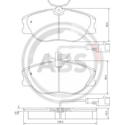 Слика на плочки A.B.S. 36800 за Alfa Romeo 145 (930) Hatchback 2.0 16V Quadrifoglio - 155 коњи бензин