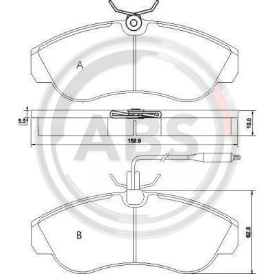 Слика на плочки A.B.S. 36884 за Peugeot Boxer Box (230L) 1.9 D - 68 коњи дизел