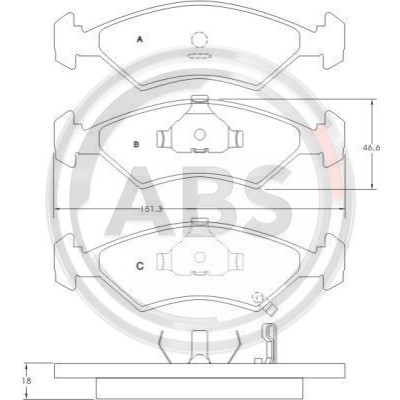 Слика на плочки A.B.S. 36886 за Kia Mentor Hatchback (FA) 1.5 i - 80 коњи бензин