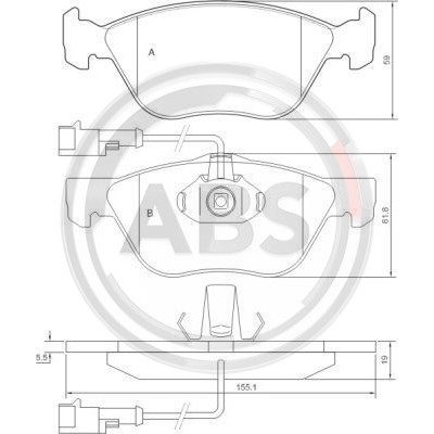 Слика на плочки A.B.S. 36894 за Lancia Delta 2 (836) 1.9 TD (836AM, 836AN) - 90 коњи дизел