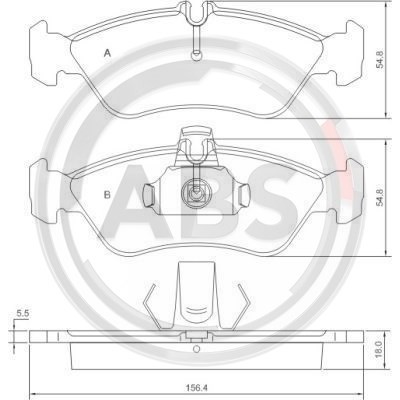 Слика на плочки A.B.S. 36913 за Mercedes Sprinter 2-t Bus (901,902) 214 - 143 коњи бензин