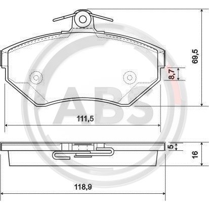 Слика на плочки A.B.S. 37011 за VW Caddy 2 Box (9K9A) 1.7 SDI - 57 коњи дизел