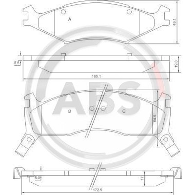 Слика на плочки A.B.S. 37043 за Kia Mentor Hatchback (FB) 1.5 i 16V - 88 коњи бензин