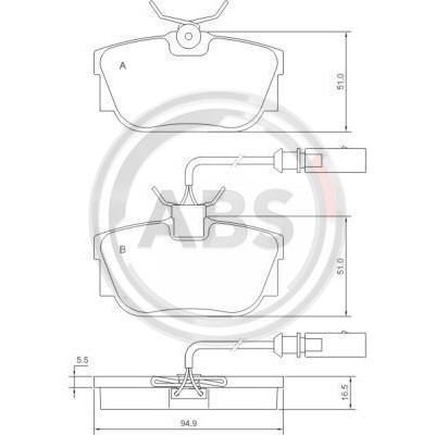 Слика на плочки A.B.S. 37110 за VW Passat 6 Sedan (B6,3c2) 1.4 TSI EcoFuel - 150 коњи Бензин/Метан (CNG)