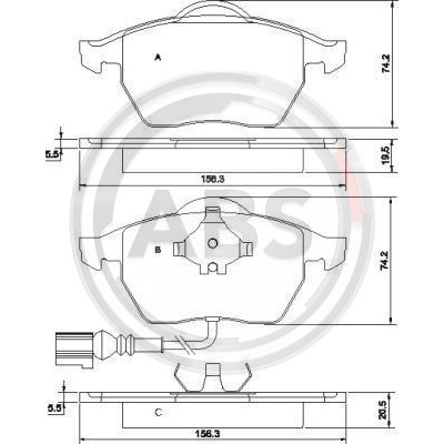 Слика на плочки A.B.S. 37133 за Audi TT (8N3) 1.8 T quattro - 240 коњи бензин