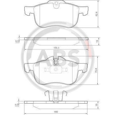 Слика на плочки A.B.S. 37151 за Rover 75 Tourer (RJ) 2.0 CDTi - 131 коњи дизел