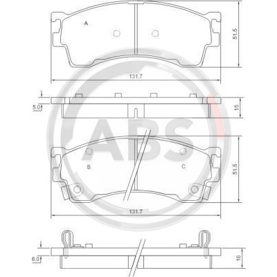 Слика на плочки A.B.S. 37187 за Mazda 626 Hatchback (GF) 1.8 - 100 коњи бензин