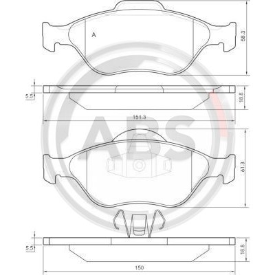 Слика на плочки A.B.S. 37195 за Mazda 2 Hatchback (DY) 1.2 - 75 коњи бензин