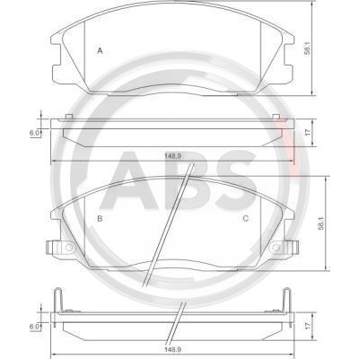 Слика на плочки A.B.S. 37242 за Hyundai H 200 BUS (KMF) 2.4 - 135 коњи бензин