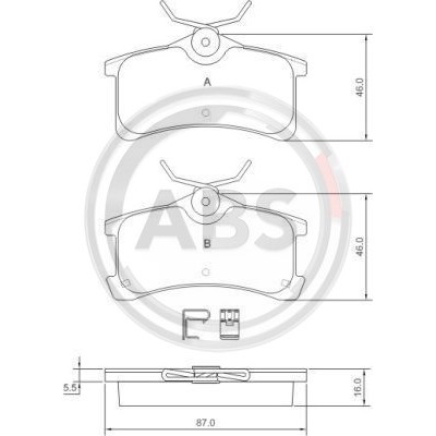 Слика на плочки A.B.S. 37270 за Toyota Avensis Station Wagon (T22) 2.0 D-4D (CDT220_) - 110 коњи дизел