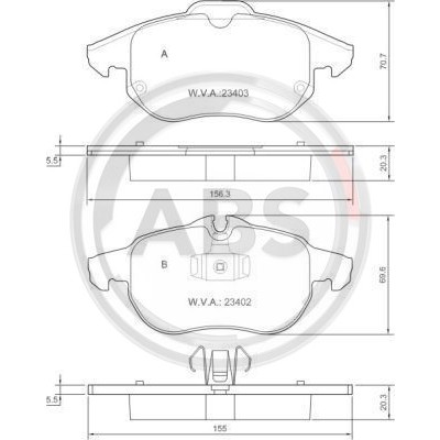 Слика на плочки A.B.S. 37300 за Opel Zafira (A05) 1.6 CNG - 94 коњи Бензин/Метан (CNG)