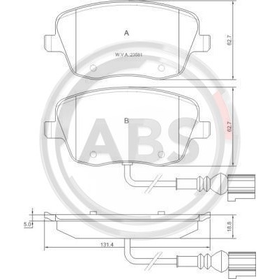 Слика на плочки A.B.S. 37338 за Skoda Fabia Combi (6Y5) 1.9 TDI - 100 коњи дизел