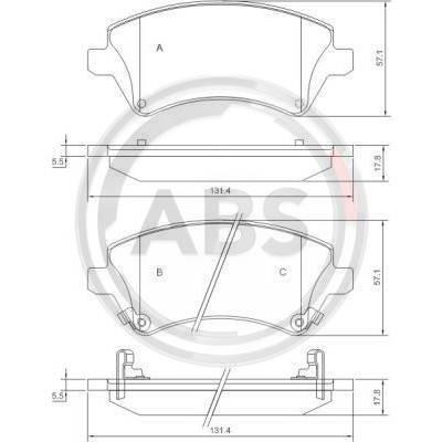 Слика на плочки A.B.S. 37405 за Toyota Corolla Hatchback (E12U,E12J) 2.0 D-4D - 110 коњи дизел