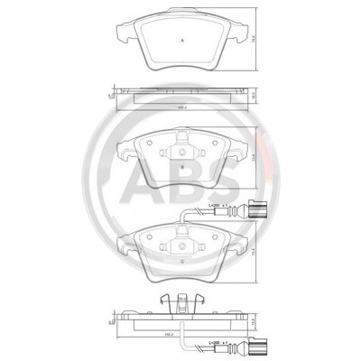 Слика на плочки A.B.S. 37416 за VW Transporter 6 Box (SGA, SGH) 2.0 TSI - 204 коњи бензин