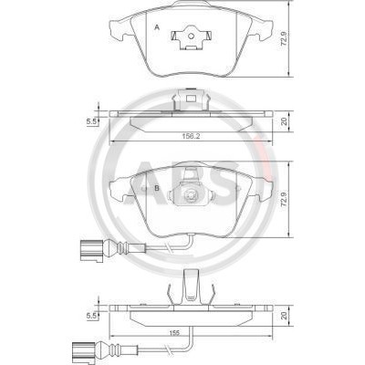 Слика на плочки A.B.S. 37426 за Audi A3 Sportback (8PA) 1.8 TFSI quattro - 160 коњи бензин