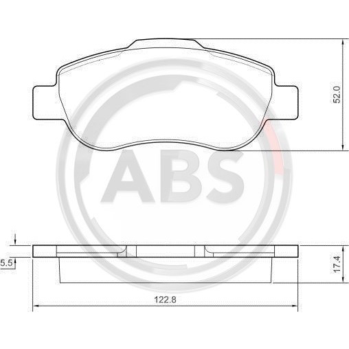 Слика на плочки A.B.S. 37439 за Fiat Panda 169 1.2 Bi-Power / Natural Power - 60 коњи Бензин/Метан (CNG)