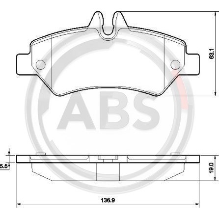 Слика на плочки A.B.S. 37555 за Mercedes Sprinter 3.5-t Bus (906) 310 CDI (906.731, 906.733, 906.735) - 95 коњи дизел