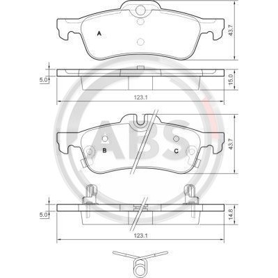 Слика на плочки A.B.S. 37579 за Toyota Yaris (P13) 1.0 - 69 коњи бензин