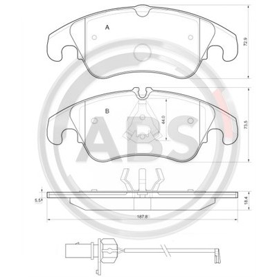 Слика на плочки A.B.S. 37587 за Audi A7 Sportback (4GA) 3.0 TDI quattro - 313 коњи дизел