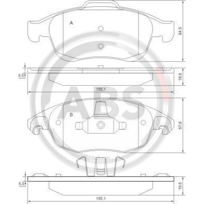 Слика на плочки A.B.S. 37598 за  Citroen Berlingo BOX 1.6 BlueHDi 100 - 99 коњи дизел