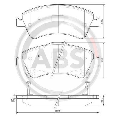 Слика на плочки A.B.S. 37615 за Toyota Avensis Saloon (T27) 1.6 D4-D (WWT270_) - 112 коњи дизел