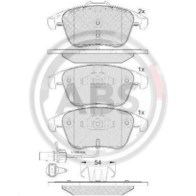 Слика на плочки A.B.S. 37675 за Audi A4 Avant (8K5, B8) 1.8 TFSI - 170 коњи бензин