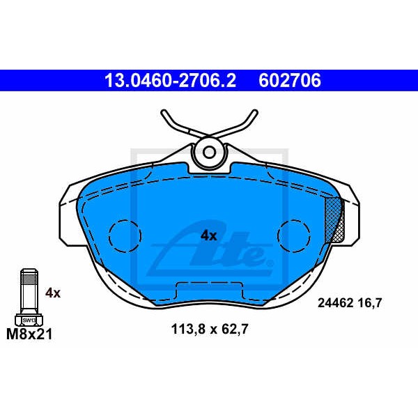 Слика на плочки ATE 13.0460-2706.2 за Citroen C6 Sedan 3.0 V6 - 211 коњи бензин