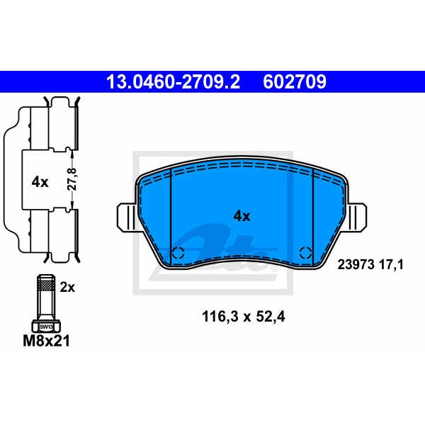 Слика на плочки ATE 13.0460-2709.2 за Renault Clio Grandtour 1.5 dCi - 75 коњи дизел