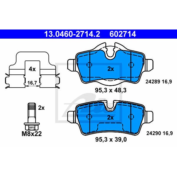 Слика на плочки ATE 13.0460-2714.2 за Mini Roadster (R59) Cooper SD - 136 коњи дизел