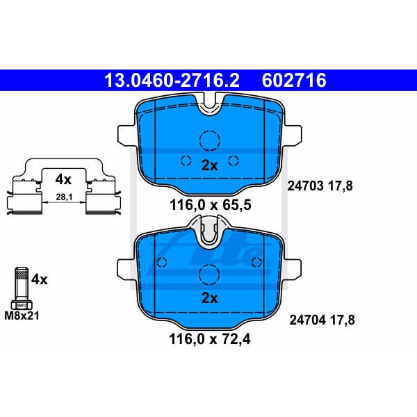 Слика на плочки ATE 13.0460-2716.2 за BMW 7 Series G11 750 Li - 449 коњи бензин