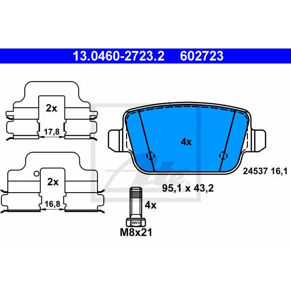 Слика на плочки ATE 13.0460-2723.2 за Ford Mondeo 4 Turnier 1.8 TDCi - 125 коњи дизел