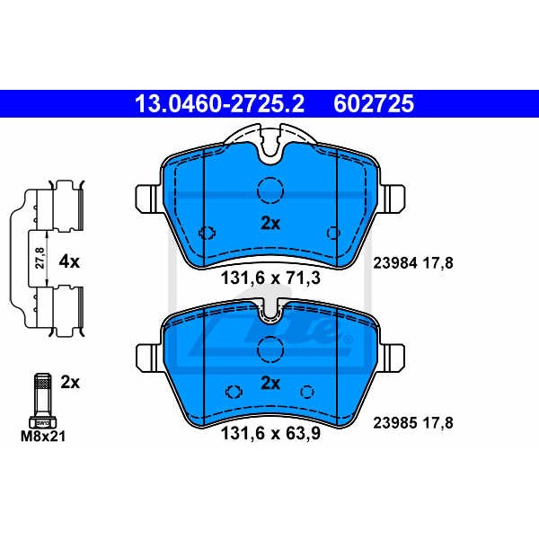 Слика на плочки ATE 13.0460-2725.2 за Mini Countryman (R60) Cooper SD - 143 коњи дизел