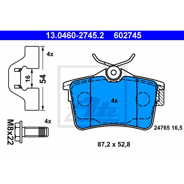 Слика на плочки ATE 13.0460-2745.2 за Peugeot Partner Platform 1.6 HDi - 90 коњи дизел