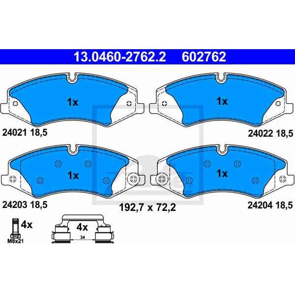 Слика на плочки ATE 13.0460-2762.2 за Range Rover Sport (LS) 3.0 TD 4x4 - 249 коњи дизел