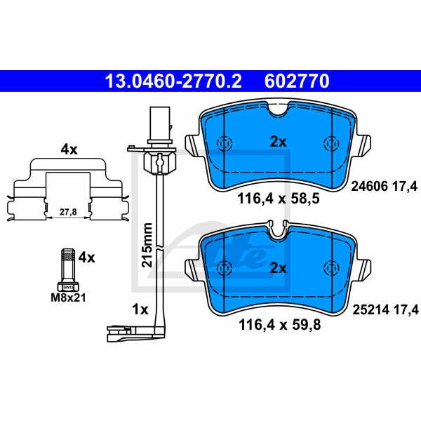 Слика на плочки ATE 13.0460-2770.2 за Audi A6 Allroad (4GH, 4GJ) 3.0 TDI quattro - 272 коњи дизел