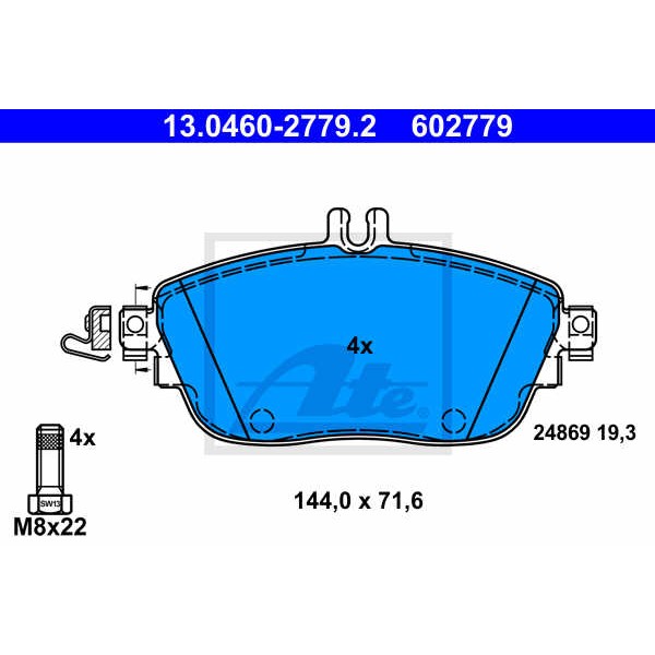 Слика на плочки ATE 13.0460-2779.2 за Mercedes GLA-class (x156) GLA 220 CDI 4-matic (156.905) - 163 коњи дизел