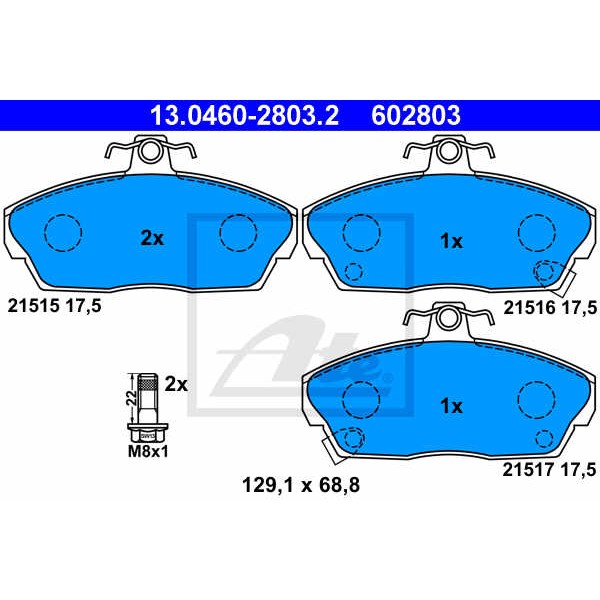 Слика на плочки ATE 13.0460-2803.2 за Rover 400 Hatchback (RT) 420 Si Lux - 136 коњи бензин